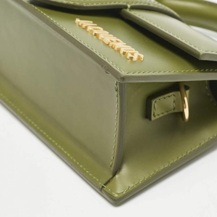 Pre Owned Jacquemus Olive Green Leather The Bambino Les Classiques Top Handle Bag
