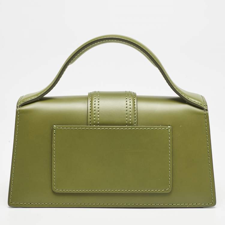 Pre Owned Jacquemus Olive Green Leather The Bambino Les Classiques Top Handle Bag