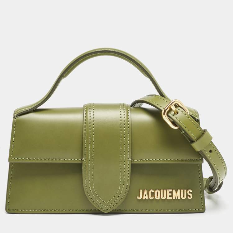 Pre Owned Jacquemus Olive Green Leather The Bambino Les Classiques Top Handle Bag