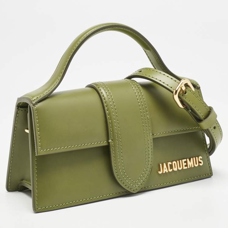 Pre Owned Jacquemus Olive Green Leather The Bambino Les Classiques Top Handle Bag