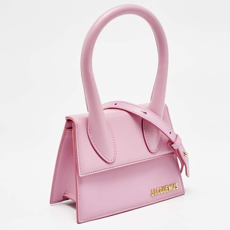 Pre Owned Jacquemus Pink Leather Le Chiquito Moyen Top Handle Bag