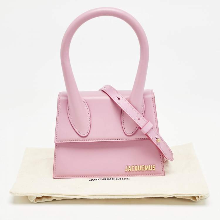 Pre Owned Jacquemus Pink Leather Le Chiquito Moyen Top Handle Bag
