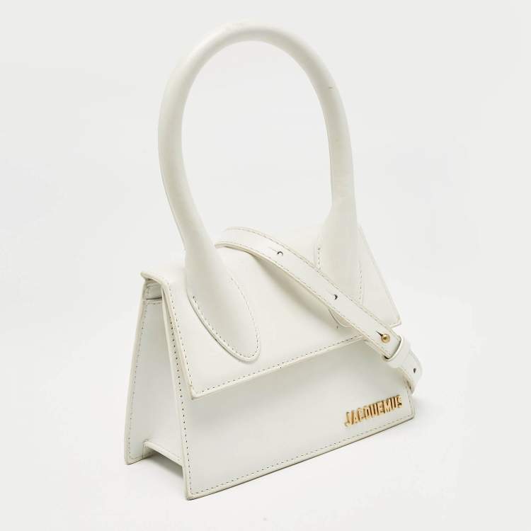Pre Owned Jacquemus White Leather Le Chiquito Moyen Top Handle Bag