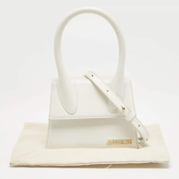 Pre Owned Jacquemus White Leather Le Chiquito Moyen Top Handle Bag