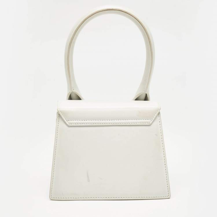 Pre Owned Jacquemus White Leather Le Chiquito Moyen Top Handle Bag