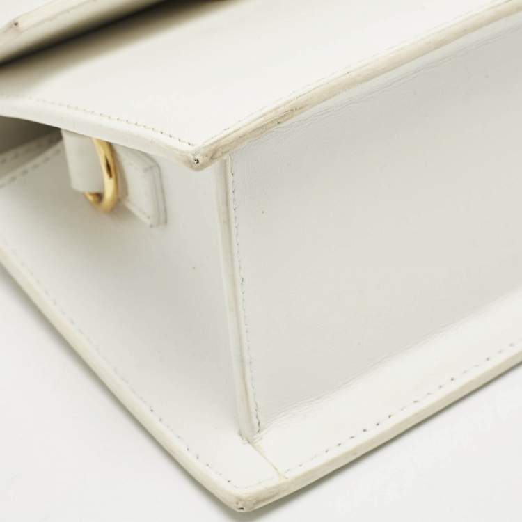 Pre Owned Jacquemus White Leather Le Chiquito Moyen Top Handle Bag