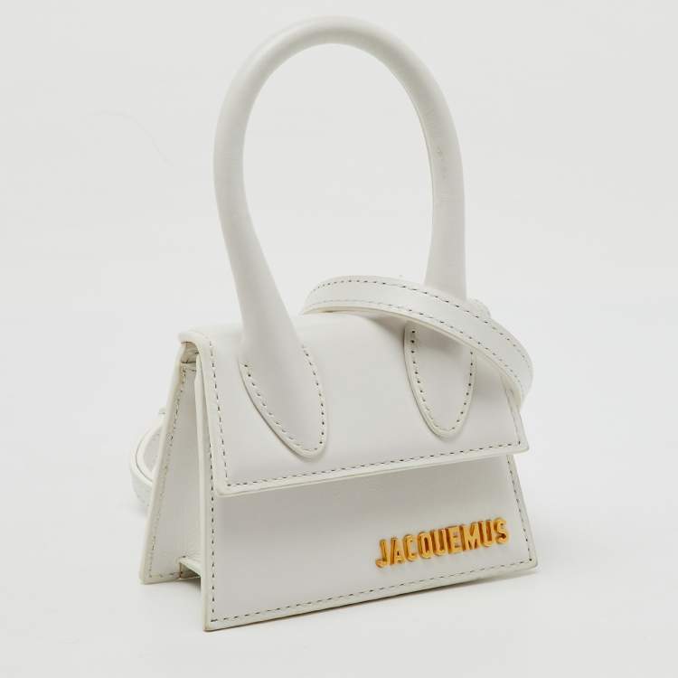 Pre Owned Jacquemus White Leather Mini Le Chiquito Top Handle Bag