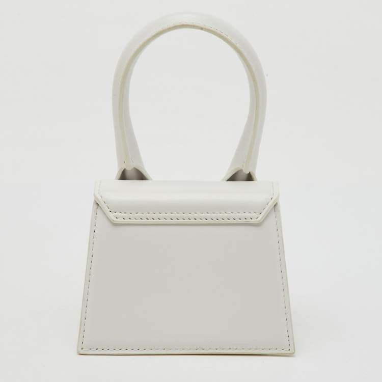 Pre Owned Jacquemus White Leather Mini Le Chiquito Top Handle Bag