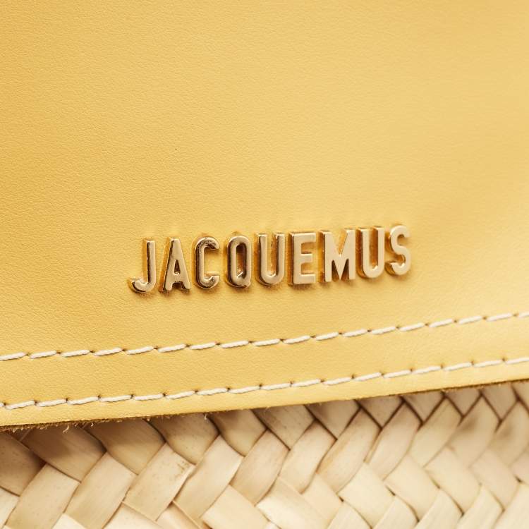 Pre Owned Jacquemus Beige/Yellow Straw and Leather Le Panier Soleil Basket Tote