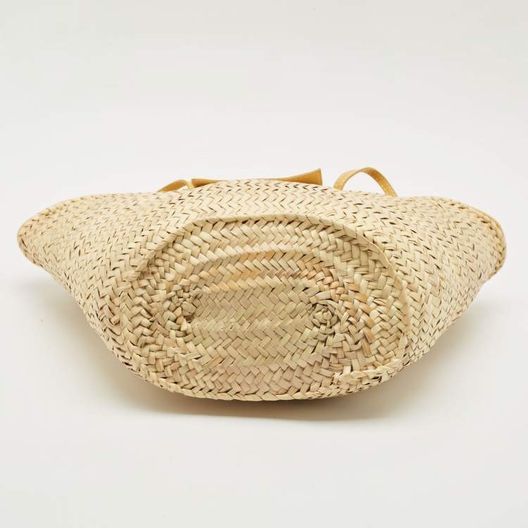 Pre Owned Jacquemus Beige/Yellow Straw and Leather Le Panier Soleil Basket Tote