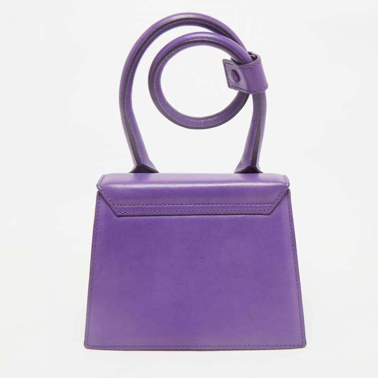Pre Owned Jacquemus Purple Leather Le Chiquito Noeud Top Handle Bag