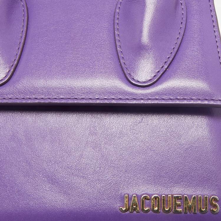 Pre Owned Jacquemus Purple Leather Le Chiquito Noeud Top Handle Bag