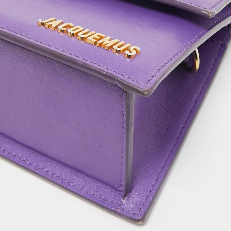 Pre Owned Jacquemus Purple Leather Le Chiquito Noeud Top Handle Bag
