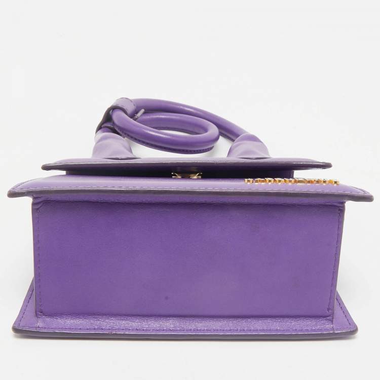 Pre Owned Jacquemus Purple Leather Le Chiquito Noeud Top Handle Bag