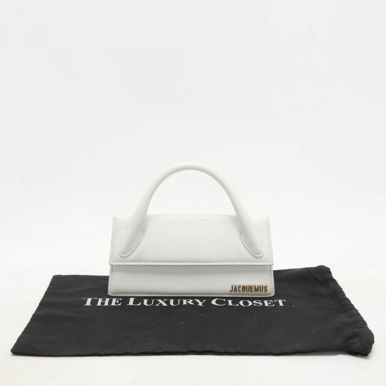 Pre Owned Jacquemus White Leather Long Le Chiquito Top Handle Bag