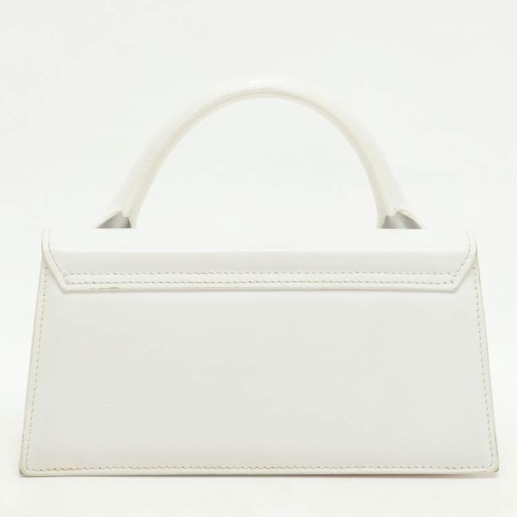 Pre Owned Jacquemus White Leather Long Le Chiquito Top Handle Bag