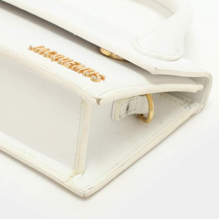Pre Owned Jacquemus White Leather Long Le Chiquito Top Handle Bag