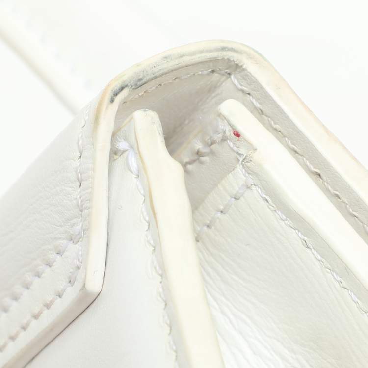 Pre Owned Jacquemus White Leather Long Le Chiquito Top Handle Bag