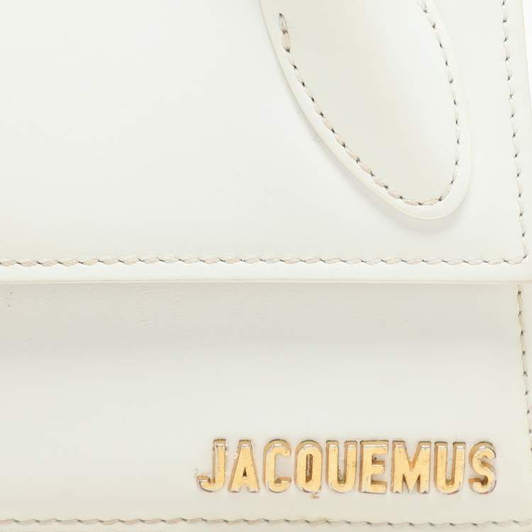 Pre Owned Jacquemus White Leather Long Le Chiquito Top Handle Bag