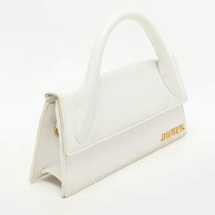 Pre Owned Jacquemus White Leather Long Le Chiquito Top Handle Bag