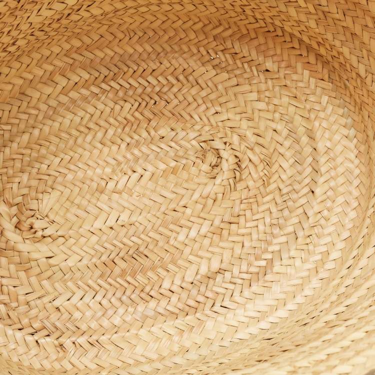 Pre Owned Jacquemus Green/Cream Woven Raffia and Nubuck Leather Le Panier Soleil Tote