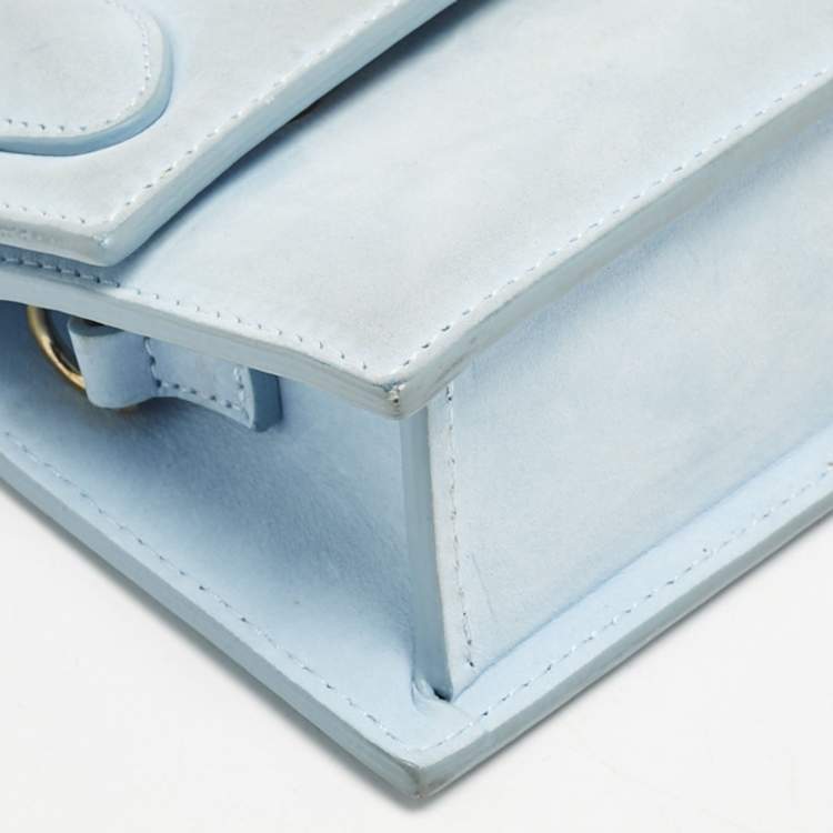 Pre Owned Jacquemus Light Blue Suede Long Le Chiquito Top Handle Bag