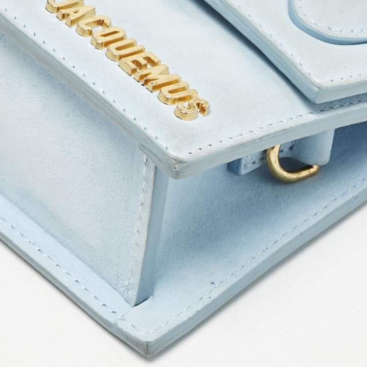 Pre Owned Jacquemus Light Blue Suede Long Le Chiquito Top Handle Bag