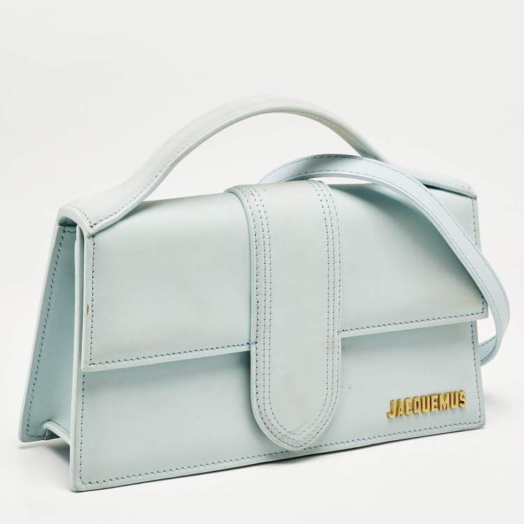Pre Owned Jacquemus Light Blue Leather Large Le Bambino Top Handle Bag