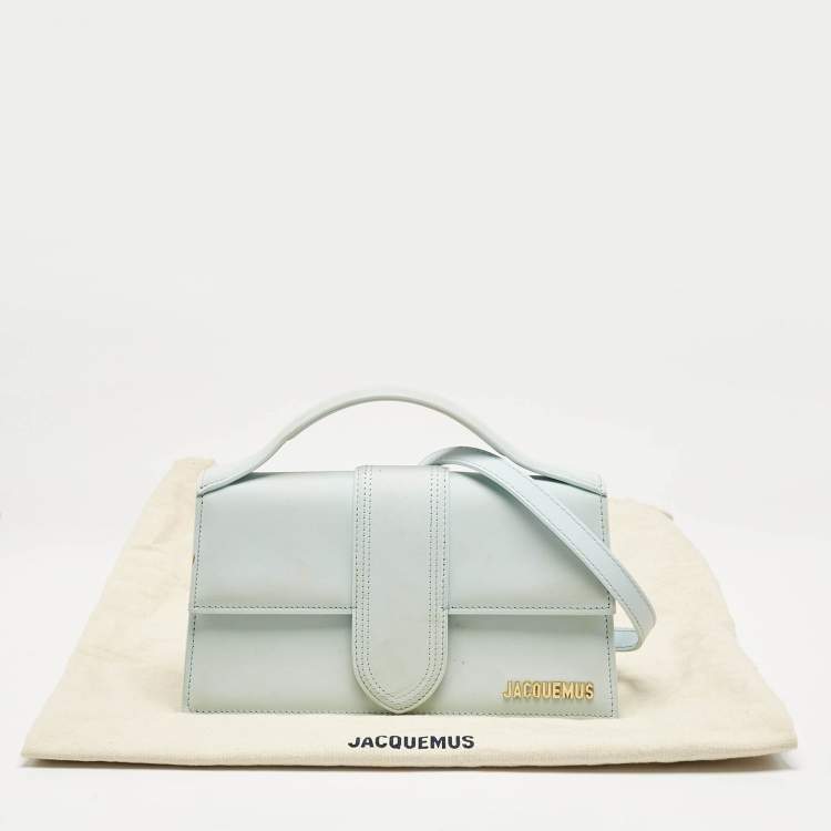 Pre Owned Jacquemus Light Blue Leather Large Le Bambino Top Handle Bag