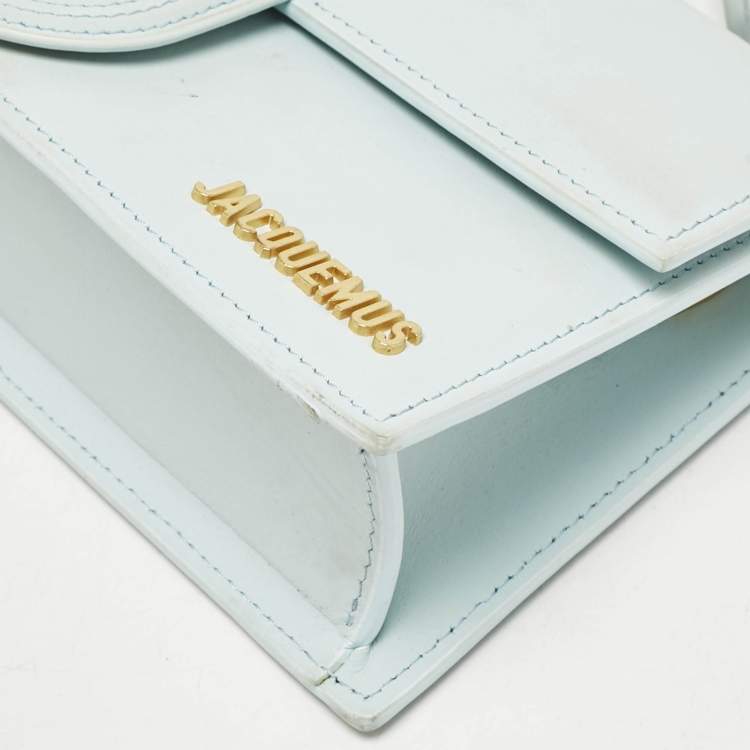 Pre Owned Jacquemus Light Blue Leather Large Le Bambino Top Handle Bag