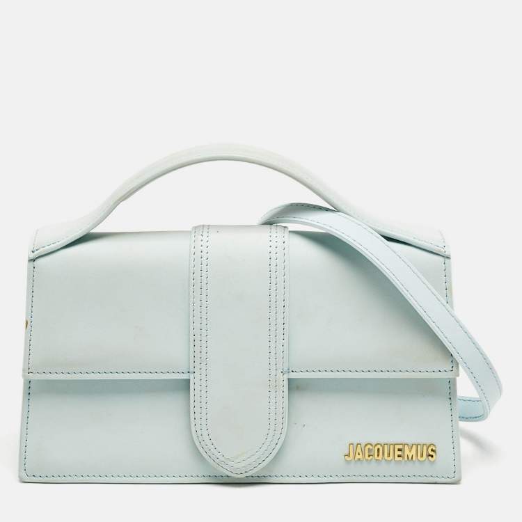 Pre Owned Jacquemus Light Blue Leather Large Le Bambino Top Handle Bag