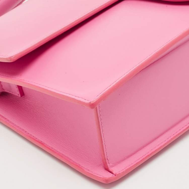 Pre Owned Jacquemus Pink Leather Le Bambinou Top Handle Bag