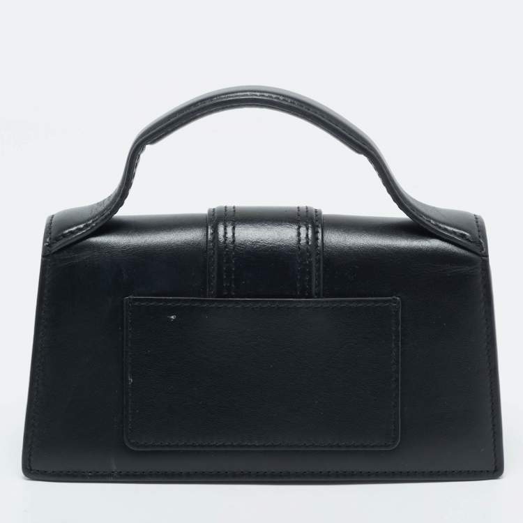 Pre Owned Jacquemus Black Leather Mini Le Bambino Top Handle Bag.