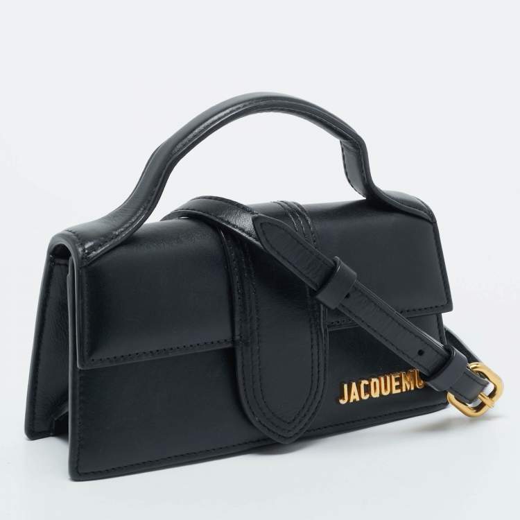 Pre Owned Jacquemus Black Leather Mini Le Bambino Top Handle Bag.
