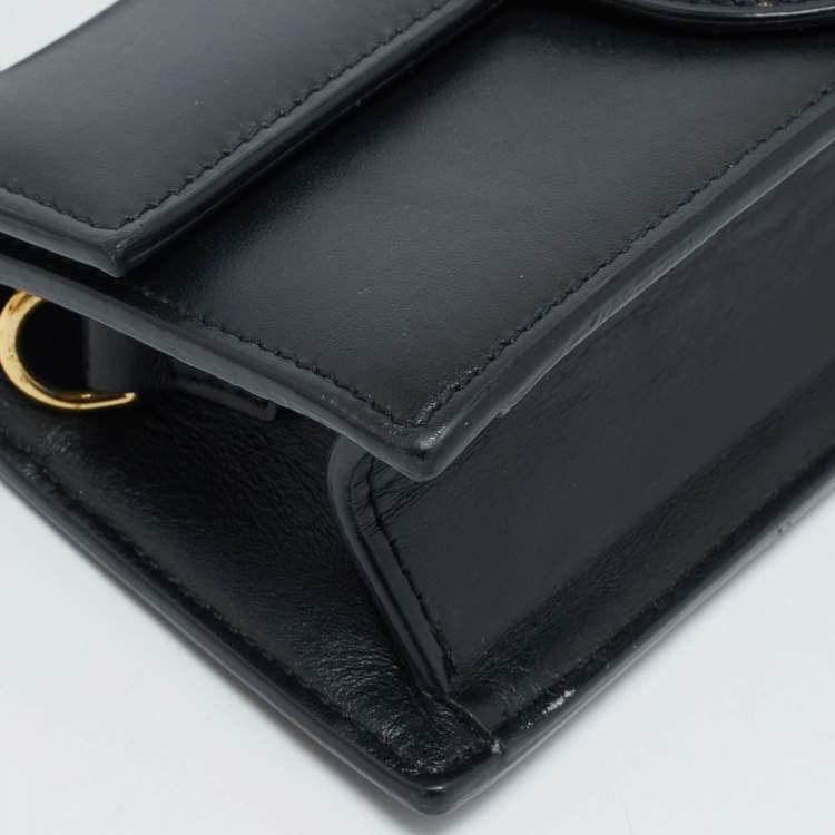 Pre Owned Jacquemus Black Leather Mini Le Bambino Top Handle Bag.