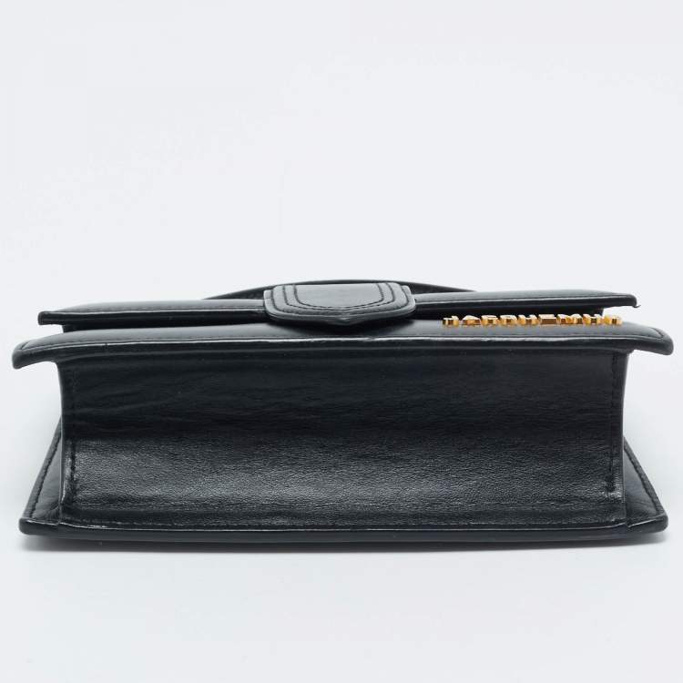 Pre Owned Jacquemus Black Leather Mini Le Bambino Top Handle Bag.