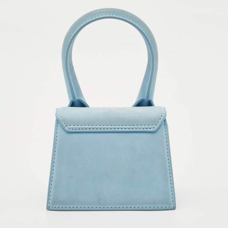 Pre Owned Jacquemus Blue Nubuck Leather Mini Le Chiquito Top Handle Bag