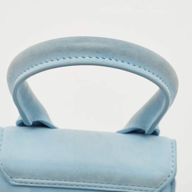 Pre Owned Jacquemus Blue Nubuck Leather Mini Le Chiquito Top Handle Bag