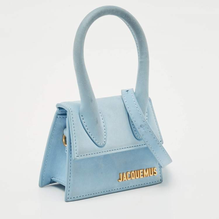 Pre Owned Jacquemus Blue Nubuck Leather Mini Le Chiquito Top Handle Bag