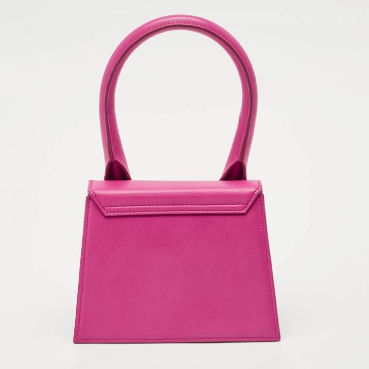 Pre Owned Jacquemus Pink Leather Medium Le Chiquito Top Handle Bag