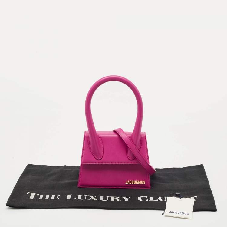Pre Owned Jacquemus Pink Leather Medium Le Chiquito Top Handle Bag