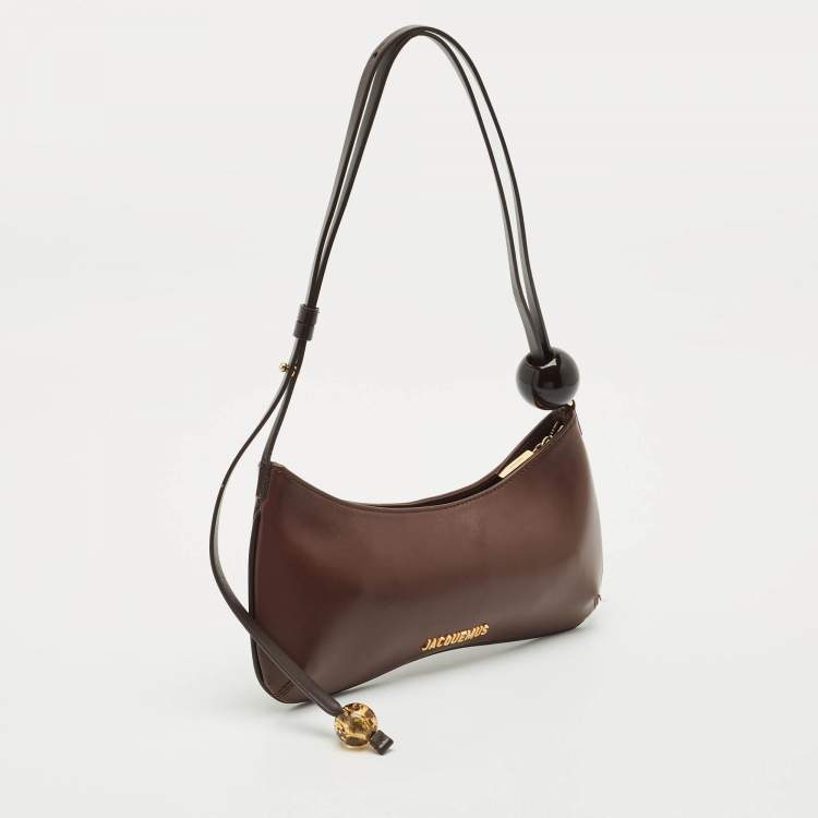Pre Owned Jacquemus Dark Brown Leather Le Bisou Perle Shoulder Bag