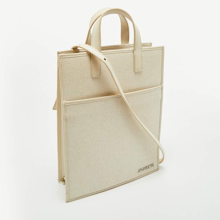 Pre Owned Jacquemus Off White Canvas and Leather Le Cabas Tote