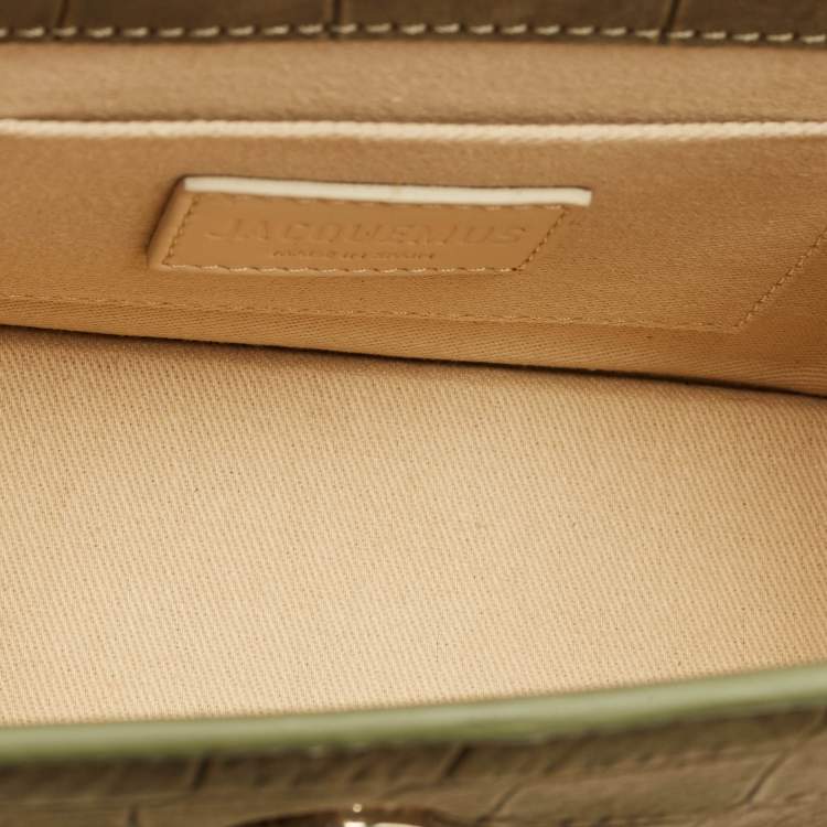 Pre Owned Jacquemus Olive Green Suede Le Chiquito Moyen Top Handle Bag