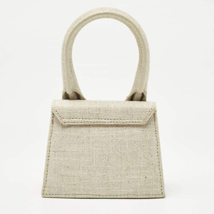 Pre Owned Jacquemus Light Beige Canvas Mini Le Chiquito Top Handle Bag