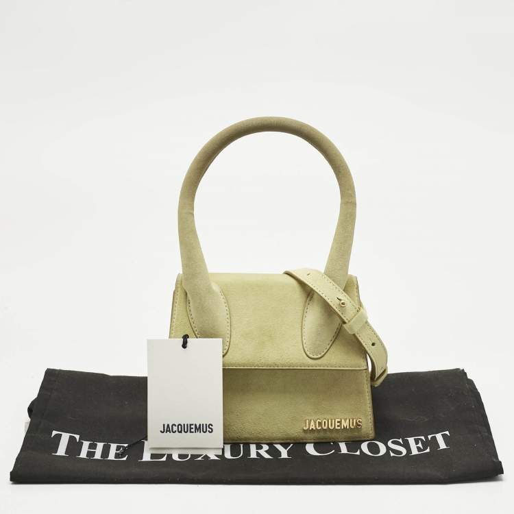 Pre Owned Jacquemus Light Green Suede Le Chiquito Moyen Top Handle Bag