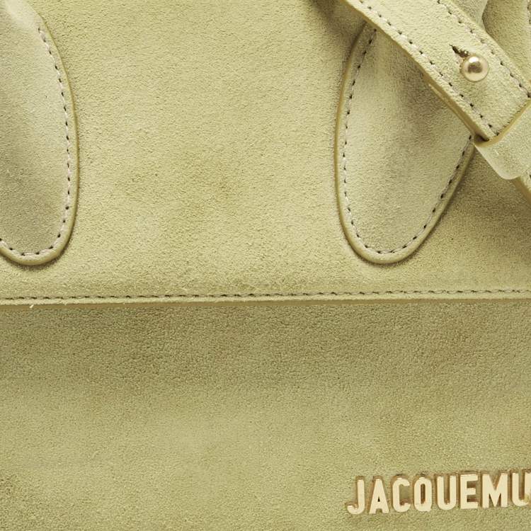 Pre Owned Jacquemus Light Green Suede Le Chiquito Moyen Top Handle Bag