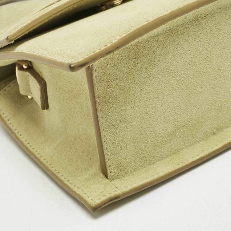 Pre Owned Jacquemus Light Green Suede Le Chiquito Moyen Top Handle Bag