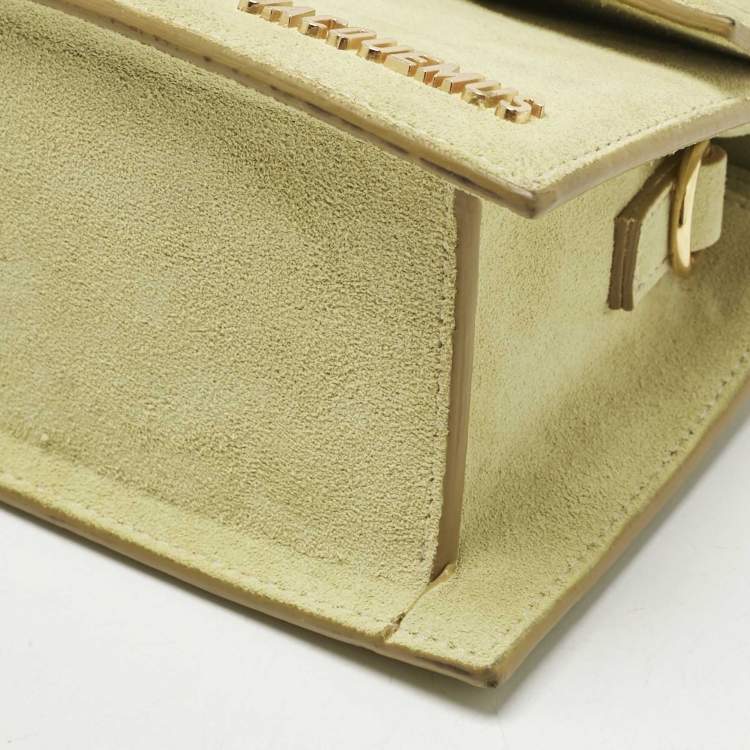 Pre Owned Jacquemus Light Green Suede Le Chiquito Moyen Top Handle Bag