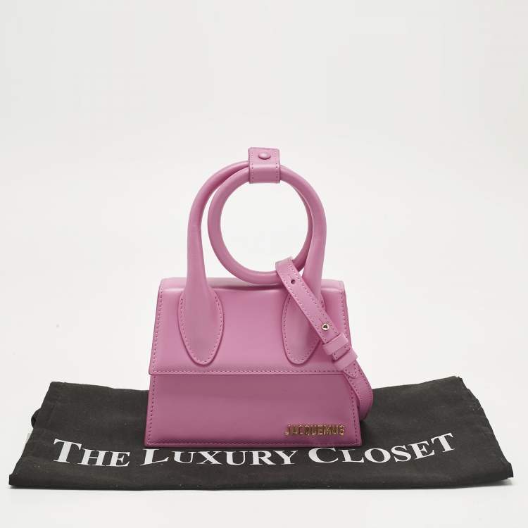 Pre Owned Jacquemus Fuchsia Leather Le Chiquito Noeud Top Handle Bag